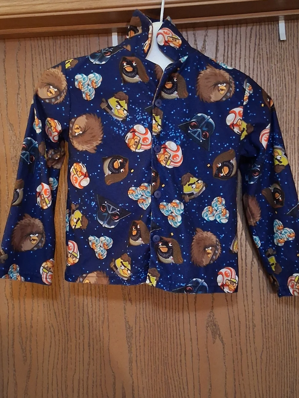 Kids Navy Star Wars Character Button Up PJ Top 8 260965